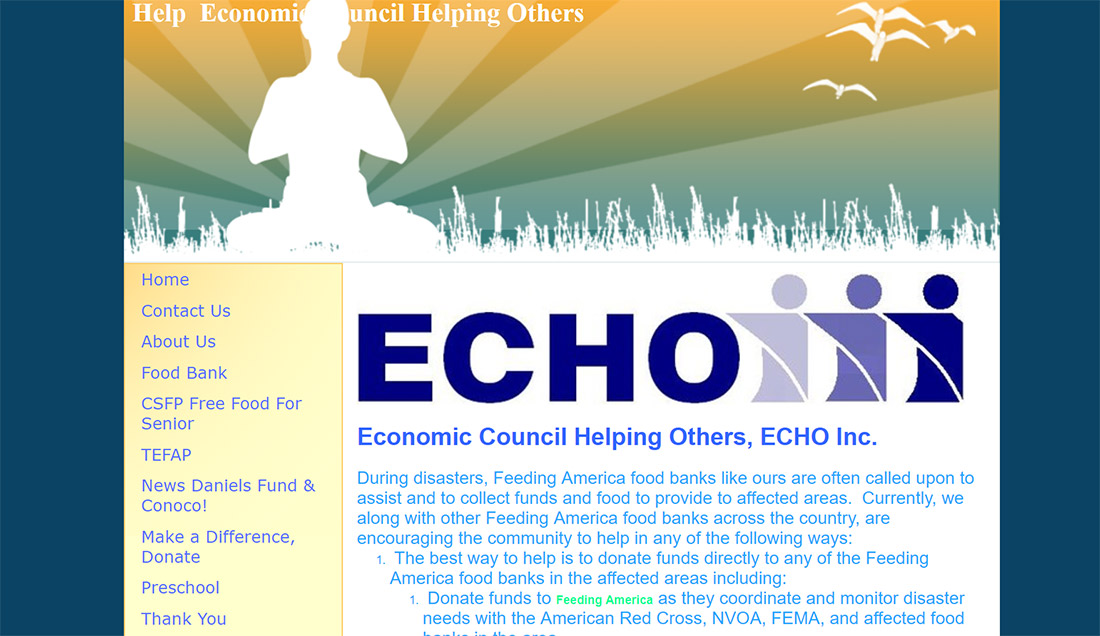 A screenshot of the old website